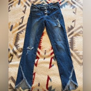 Flying Monkey Medium Blue Distressed Straight Leg Jeans
